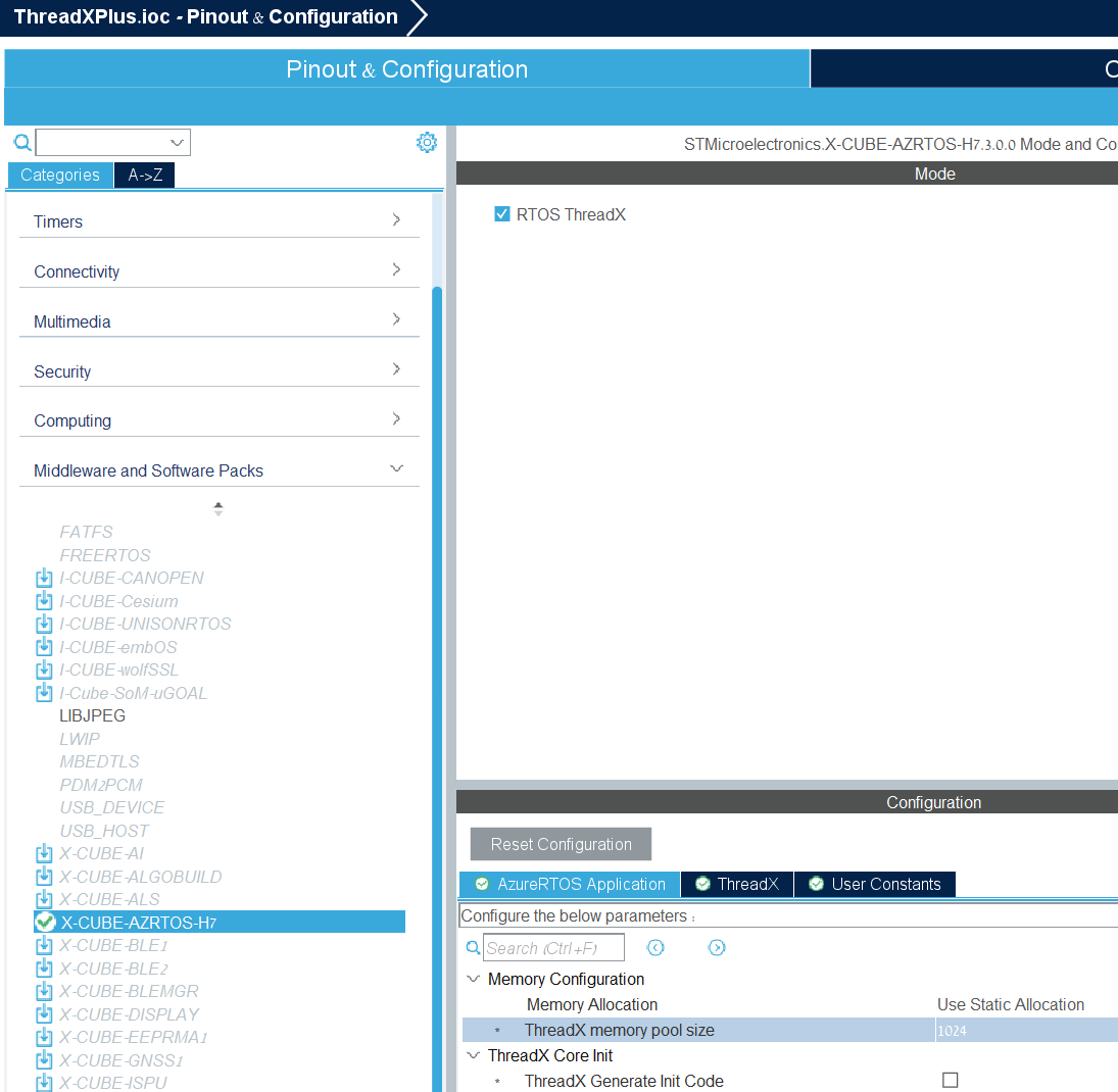 Install ThreadX on ST ThreadX++